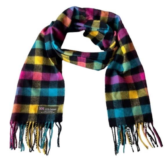 no brand Accessories - 100% Cashmere Bright Colored Rainbow Scarf Made in Scotland